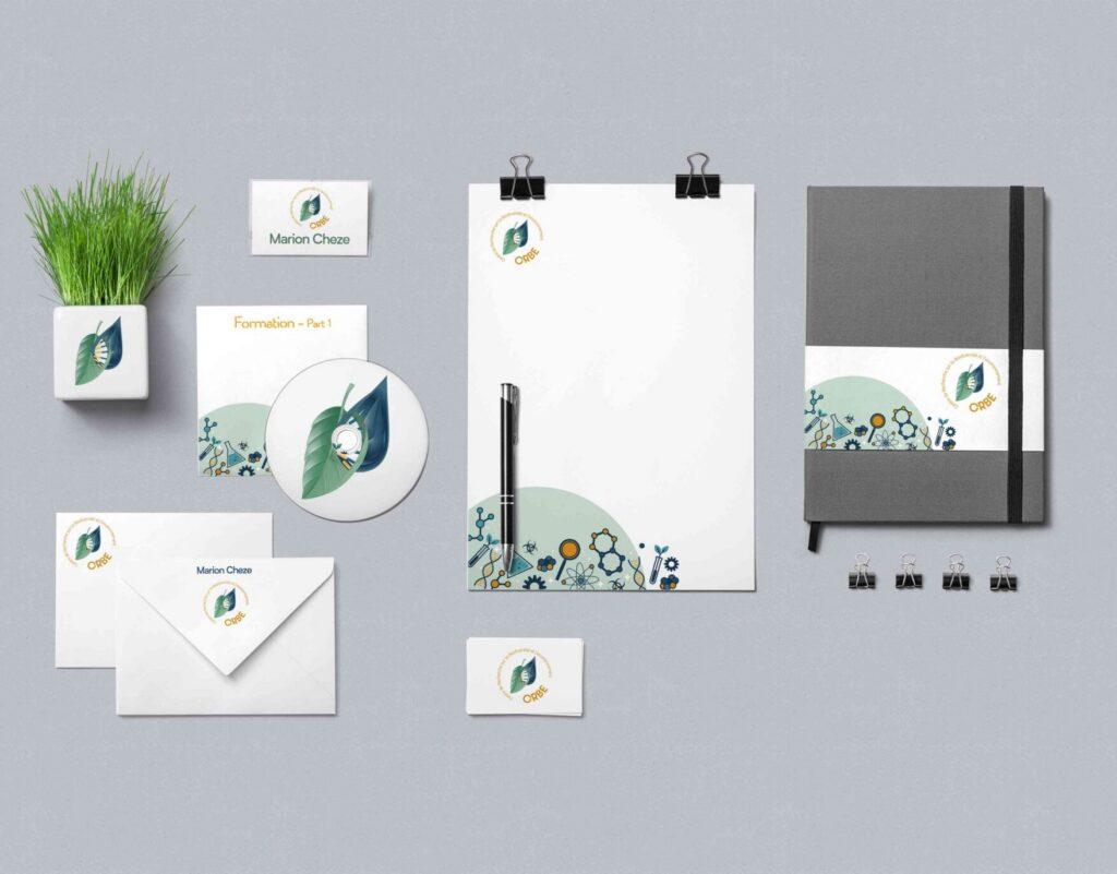 Set de papeterie avec un logo pour le CRBE