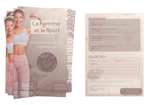 Flyer pour une association de kiné réalisé par l'atelier Filigrane